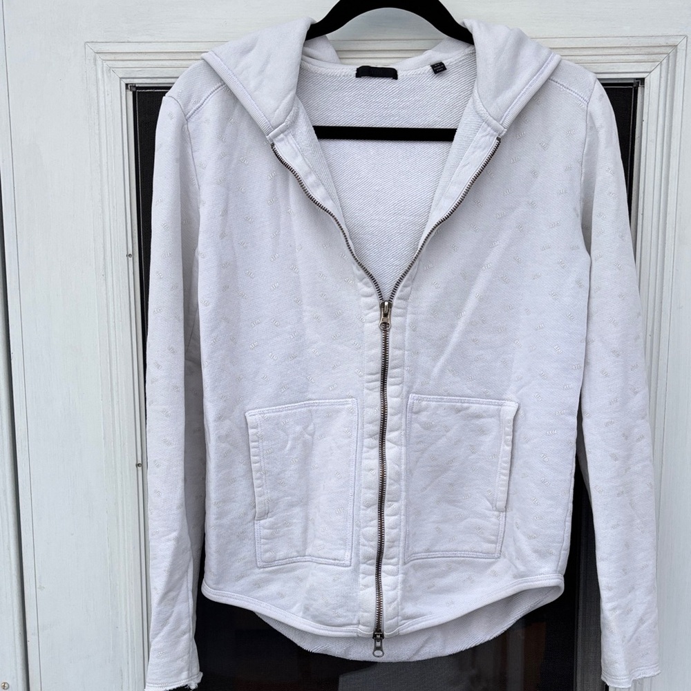 ATM Anthony Thomas Melillo Ladies Off White Pockets hood full Zip-Up Jacket-S